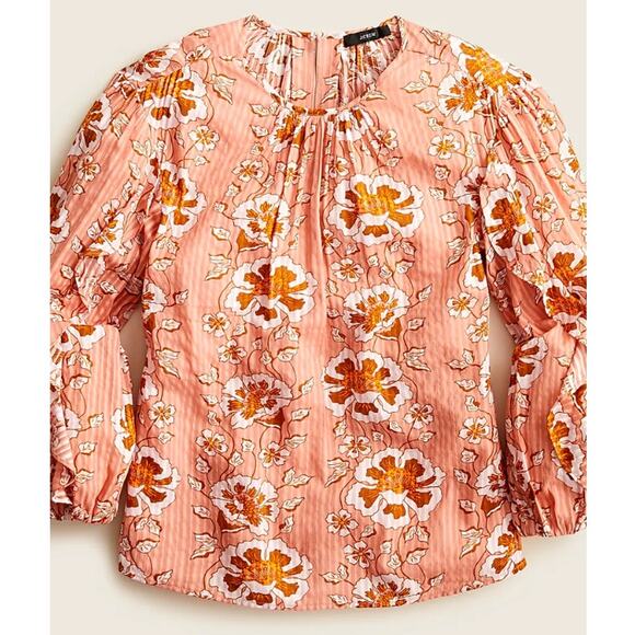 J. Crew Ruffle Sleeve Top Floral Office Casual Boho Colorful Career Size Small - Picture 1 of 13